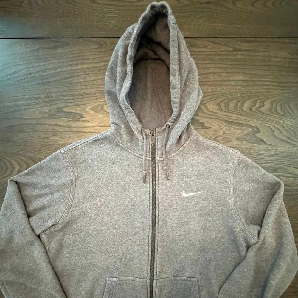 Nike Men’s Large Gray Full Zip Fleece Swoosh Hoodie